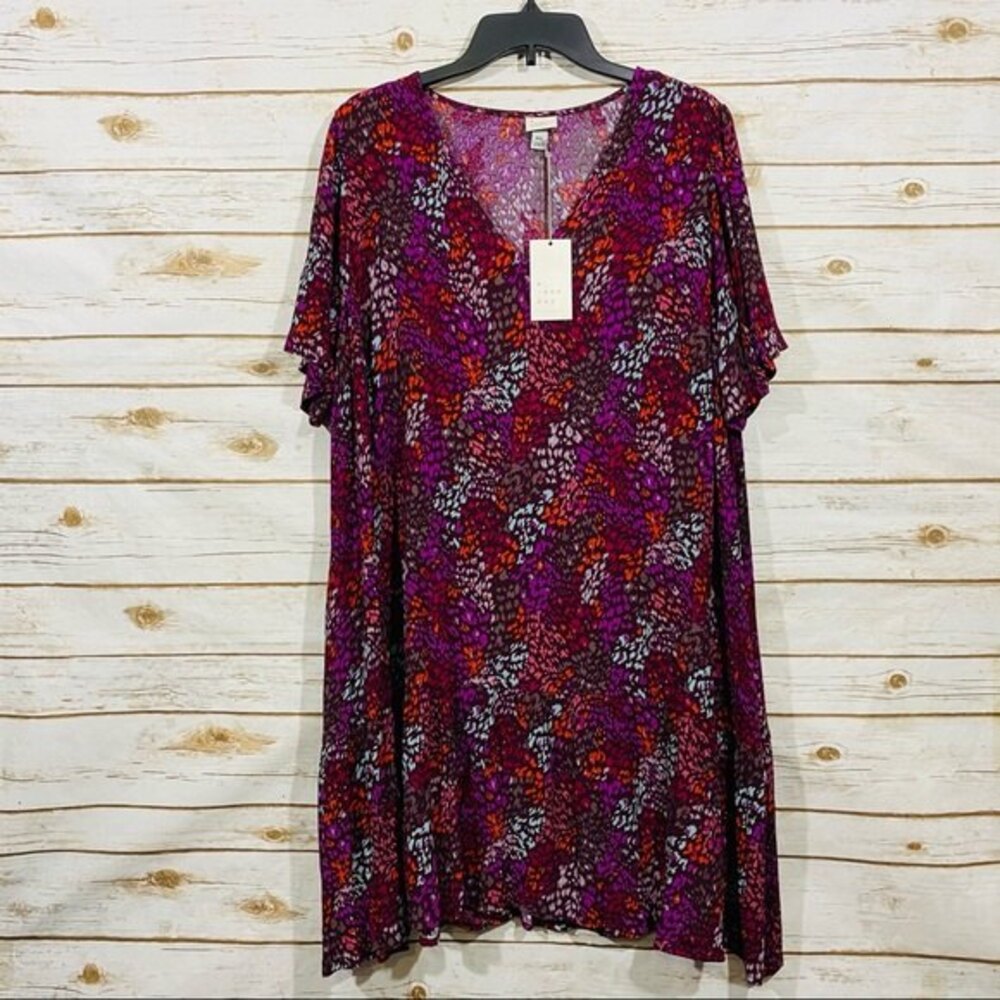 A New Day Floral Print Short Sleeve Plus Size Ruffle Dress Size‎ XXL